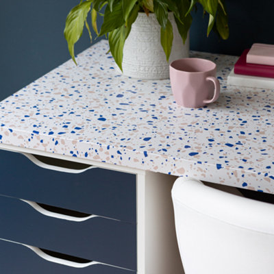 d-c-fix Stone Terrazzo Blue Self Adhesive Vinyl Wrap Film for Kitchen Worktops and Furniture 2m(L) 67.5cm(W) pack of 5 rolls