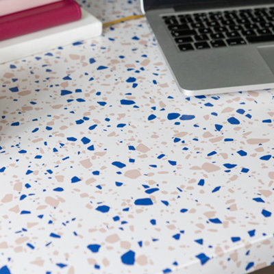 d-c-fix Stone Terrazzo Blue Self Adhesive Vinyl Wrap Film for Kitchen Worktops and Furniture 2m(L) 67.5cm(W) pack of 5 rolls