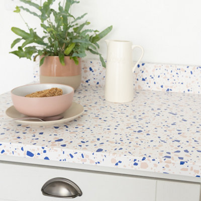 d-c-fix Stone Terrazzo Blue Self Adhesive Vinyl Wrap Film for Kitchen Worktops and Furniture 2m(L) 67.5cm(W) pack of 5 rolls