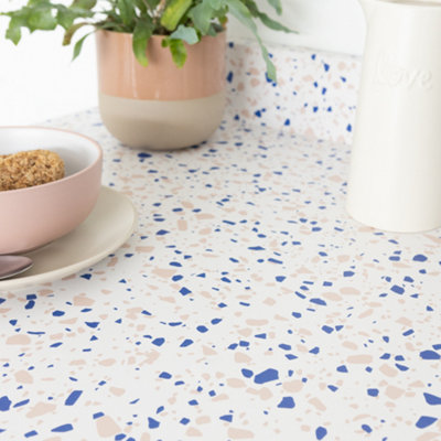 d-c-fix Stone Terrazzo Blue Self Adhesive Vinyl Wrap Film for Kitchen Worktops and Furniture 2m(L) 67.5cm(W) pack of 5 rolls