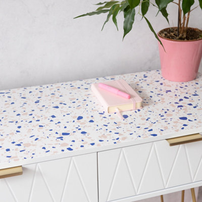 d-c-fix Stone Terrazzo Blue Self Adhesive Vinyl Wrap Film for Kitchen Worktops and Furniture 2m(L) 67.5cm(W) pack of 5 rolls