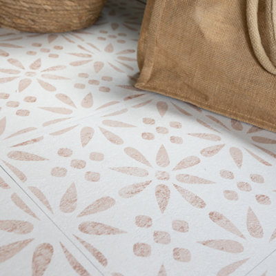 d-c-fix Vintage Flowers Self Adhesive Vinyl Floor Tiles Pack of 33 (3sqm)