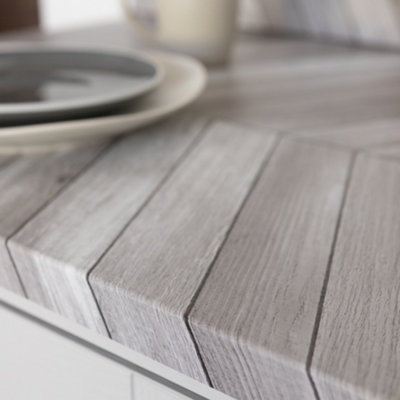 d-c-fix Woodgrain Chevron Grey Self Adhesive Vinyl Wrap Film for Kitchen Doors and Worktops 2m(L) 67.5cm(W) pack of 3 rolls - 3