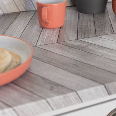 d-c-fix Woodgrain Chevron Grey Self Adhesive Vinyl Wrap Film for Kitchen Doors and Worktops 2m(L) 67.5cm(W) pack of 3 rolls - 5
