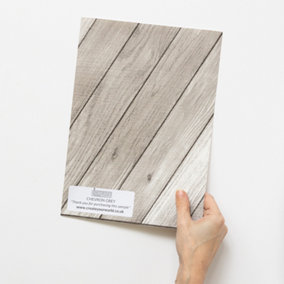 d-c-fix Woodgrain Chevron Grey Self Adhesive Vinyl Wrap Film for Kitchen Doors and Worktops A4 Sample 297mm(L) 210mm(W)