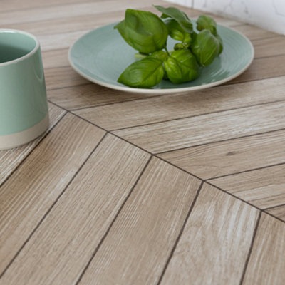 d-c-fix Woodgrain Chevron Natural Self Adhesive Vinyl Wrap Film for Kitchen Doors and Worktops 2m(L) 67.5cm(W) - 8