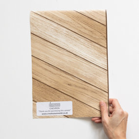 d-c-fix Woodgrain Chevron Natural Self Adhesive Vinyl Wrap Film for Kitchen Doors and Worktops A4 Sample 297mm(L) 210mm(W)
