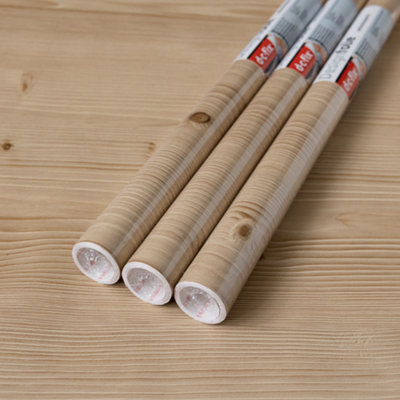 d-c-fix Woodgrain Jura Pine Self Adhesive Vinyl Wrap Film for Kitchen Doors and Worktops 2m(L) 67.5cm(W) pack of 3 rolls