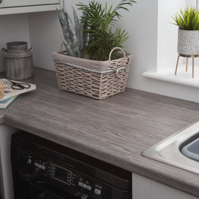 d-c-fix Woodgrain Oak Sheffield Grey Self Adhesive Vinyl Wrap Film for Kitchen Doors and Worktops 10m(L) 67.5cm(W)