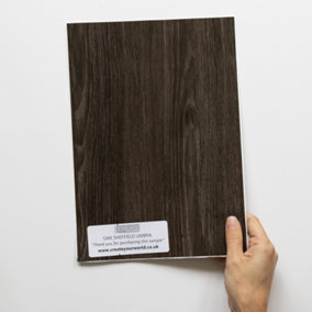 d-c-fix Woodgrain Oak Sheffield Umbra Self Adhesive Vinyl Wrap Film for Kitchen Doors and Worktops A4 Sample 297mm(L) 210mm(W)