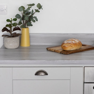 d-c-fix Woodgrain Sangallo Grey Self Adhesive Vinyl Wrap Film for Kitchen Worktops and Furniture 10m(L) 90cm(W) - 6