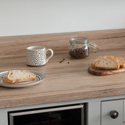 d-c-fix Woodgrain Sanremo Oak Sand Self Adhesive Vinyl Wrap Film for Kitchen Doors and Worktops 5m(L) 90cm(W)
