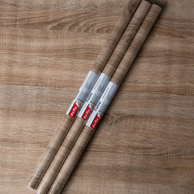 d-c-fix Woodgrain Sonoma Oak Light Self Adhesive Vinyl Wrap Film for Kitchen Doors and Worktops 2m(L) 67.5cm(W) pack of 3 rolls