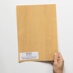 d-c-fix Woodgrain Tirol Beech Self Adhesive Vinyl Wrap Film for Kitchen Doors and Worktops A4 Sample 297mm(L) 210mm(W)