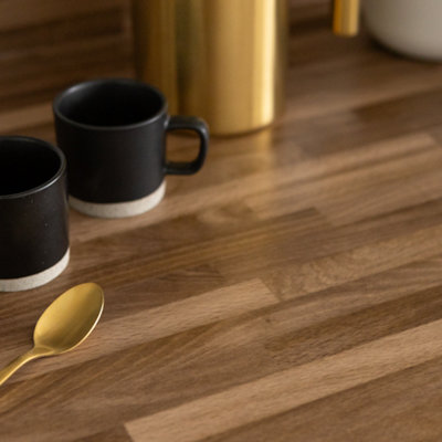 d-c-fix Woodgrain Walnut Block Self Adhesive Vinyl Wrap Film for Kitchen Doors and Worktops 15m(L) 67.5cm(W) - 3