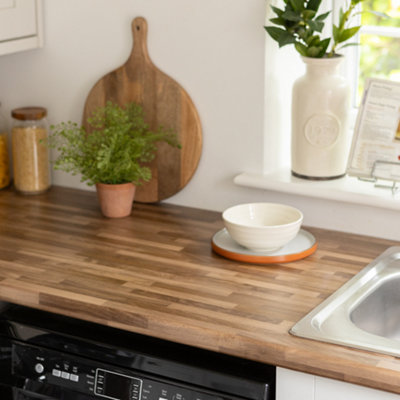 d-c-fix Woodgrain Walnut Block Self Adhesive Vinyl Wrap Film for Kitchen Doors and Worktops 1m(L) 67.5cm(W) - 3