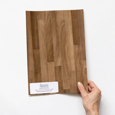 d-c-fix Woodgrain Walnut Block Self Adhesive Vinyl Wrap Film for Kitchen Doors and Worktops A4 Sample 297mm(L) 210mm(W)