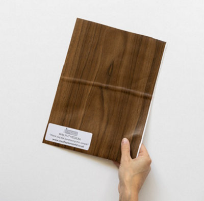 d-c-fix Woodgrain Walnut Medium Self Adhesive Vinyl Wrap Film for Kitchen Doors and Worktops A4 Sample 297mm(L) 210mm(W)