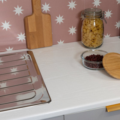 d-c-fix Woodgrain Whitewood Self Adhesive Vinyl Wrap Film for Kitchen Doors and Worktops 2m(L) 67.5cm(W)