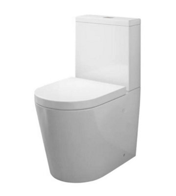 D Pro T Bathrooms Bathroom Toilet WC Unit Pan Soft Close Seat White Gloss Close-Coupled