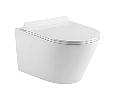 D Pro T Bathrooms Wall Hung Toilet Rimless DPT Pan, Seat