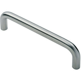 D Shape Cabinet Pull Handle 106 x 10mm 96mm Fixing Centres Satin Steel