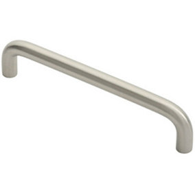 D Shape Cabinet Pull Handle 138 x 10mm 128mm Fixing Centres Satin Steel