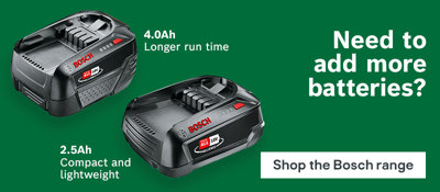 Shop the Bosch range. Bosch 18V rechargeable batteries, including a 4.0Ah battery with longer run time and a 2.5Ah compact, lightweight battery.