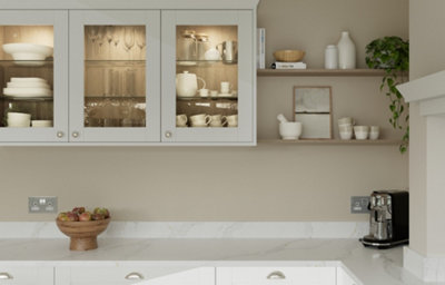 The Alpinia ivory kitchen, featuring ivory shaker cabinets.