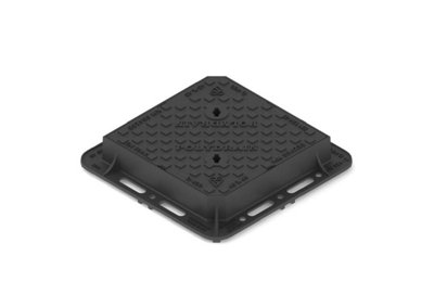 D400 40 tonne Ductile Iron Heavy Duty Manhole Cover 450mm x 450mm x 100mm Double Triangular 590mm x 590mm Overall Including Frame