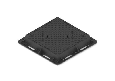 D400 40 tonne Ductile Iron Heavy Duty Manhole Cover 600mm x 600mm x 100mm Double Triangular 740mm x 740mm Overall Including Frame