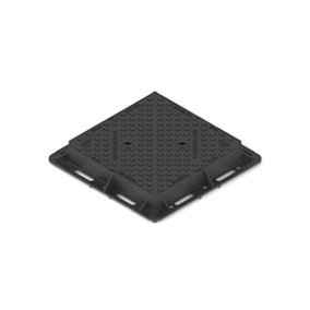 D400 40 tonne Ductile Iron Heavy Duty Manhole Cover 600mm x 600mm x 100mm Double Triangular 740mm x 740mm Overall Including Frame
