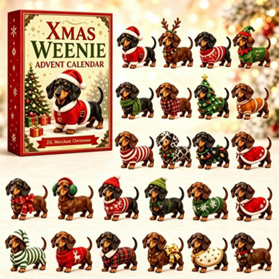Dachshund Advent Calendar 2026, 24 Days 2D Dachshund Ornaments ...