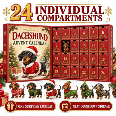 Dachshund Advent Calendar 2026, 24 Days 2D Dachshund Ornaments ...