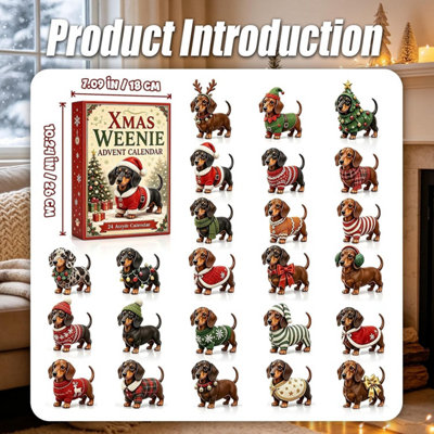 Dachshund Advent Calendar 2026, 24 Days 2D Dachshund Ornaments ...