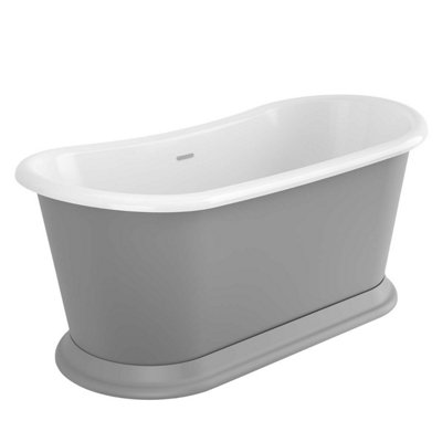 Daena Traditional Roll Top Freestanding Light Grey Acrylic Bath (L)1580mm (W)750mm