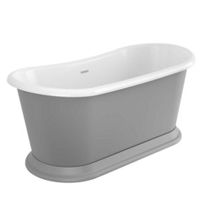 Daena Traditional Roll Top Freestanding Light Grey Acrylic Bath (L)1580mm (W)750mm