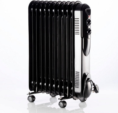 Daewoo 11 Fin 2500W Oil Filled Radiator Electric Portable Heater with 3 ...