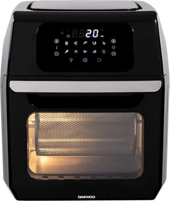 Daewoo 12L Digital Rotisserie Air Fryer Oven 1800W Healthy Oil Free Rotisserie With Thermostat Control Black