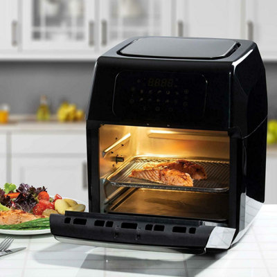 Daewoo 12L Digital Rotisserie Air Fryer Oven 1800W Healthy Oil Free Rotisserie With Thermostat Control Black
