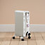Daewoo 1500W Oil Filled Radiator 7 Fin Portable Heater With Timer 3 Heat Settings White HEA1894GE