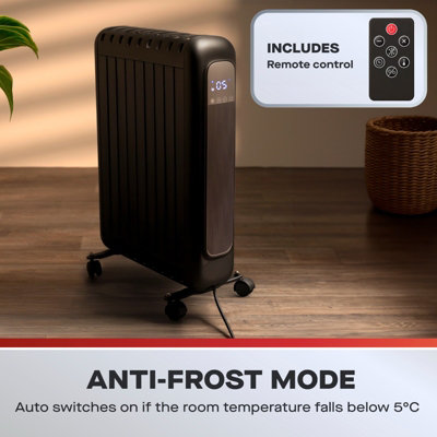 Daewoo 2000W Oil-Free Radiator with LED Display & Remote 24-hour Timer ...