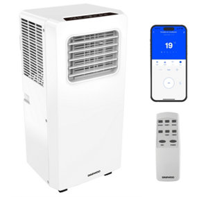 Daewoo 3-in-1 Smart WiFi Portable Air Conditioner AC Unit 9000 BTU Mobile Aircon Cooler Dehumidifier & Fan Remote Control and Phon