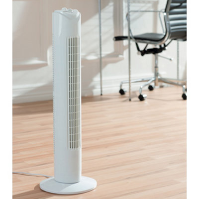 Daewoo 32" Tower Fan Slim Design 3 Speed Oscillating with Timer White COL1570GE