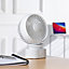 Daewoo 4" Portable Rechargeable Desk Fan Tiltable 3 Speed White