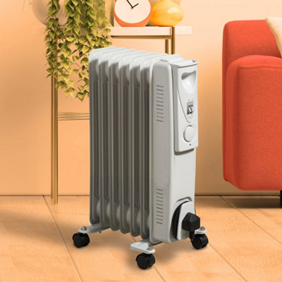 Daewoo 7 Fin Oil Filled Radiator 1500W Portable Heater White