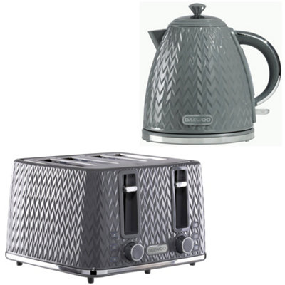 DAEWOO Argyle 3000W Retro Matching Kettle & 4-Slice Toaster Set 6 Level ...