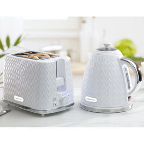 DAEWOO Argyle SDA1830GE Retro Set Kettle and Toaster Matching Bundle 2 Slice Browning Control Easy Clean 1.7L Jug Auto Off White
