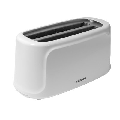 Daewoo Essentials 1450W White 4 Slice Long Slot Toaster & Crumb Tray 7 ...