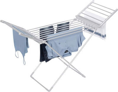 Foldable Clothes Airer 20 Bars Winged Electric Heated Clothes Drying Rack  Towel Warmer X-Legs Indoor Home Horse Rack Electric Dryer, 230W